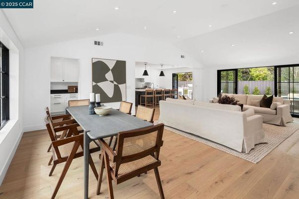 Dining room, Interior, Kitchen, Living room, Pendant Lights, Recessed Lighting, Wood Texture Flooring