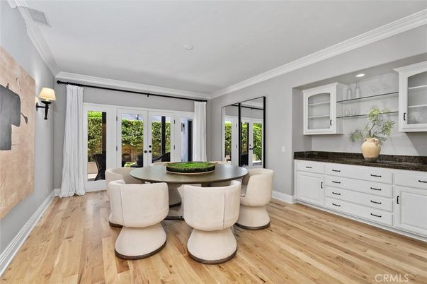 Dining room, Interior, Recessed Lighting, Wood Texture Flooring