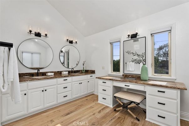 Bathroom, Dual Sink Vanities, Interior, Wood Texture Flooring