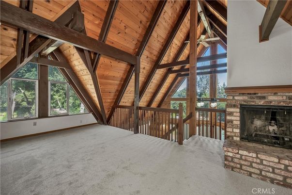 Empty room, Fireplace, Interior, Wooden Beams, Wooden Ceilings