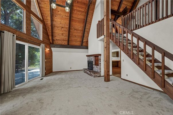 Empty room, Fireplace, Interior, Wooden Beams, Wooden Ceilings
