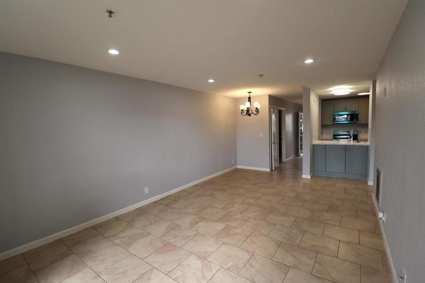 Chandelier, Empty room, Interior, Kitchen, Recessed Lighting