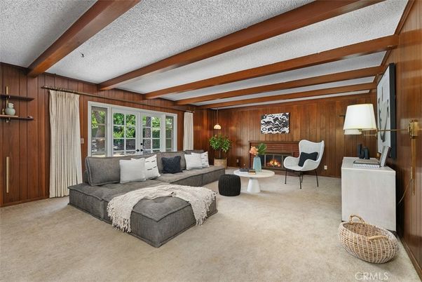 Fireplace, Interior, Living room, Wooden Beams, Wooden Walls