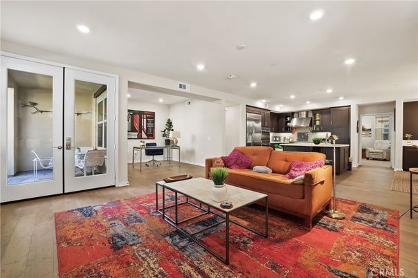 Interior, Kitchen, Living room, Recessed Lighting, Stainless Steel Appliances, Wood Texture Flooring
