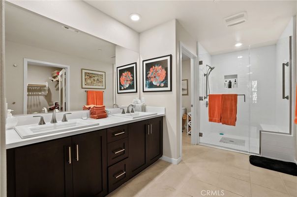Bathroom, Dual Sink Vanities, Glass Shower, Interior, Recessed Lighting