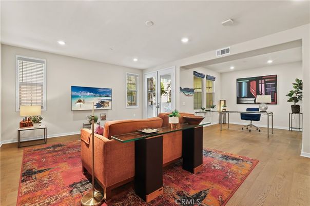 Home Office, Interior, Recessed Lighting, Wood Texture Flooring