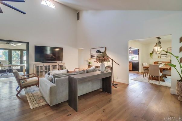 Dining room, Interior, Living room, Pendant Lights, Wood Texture Flooring