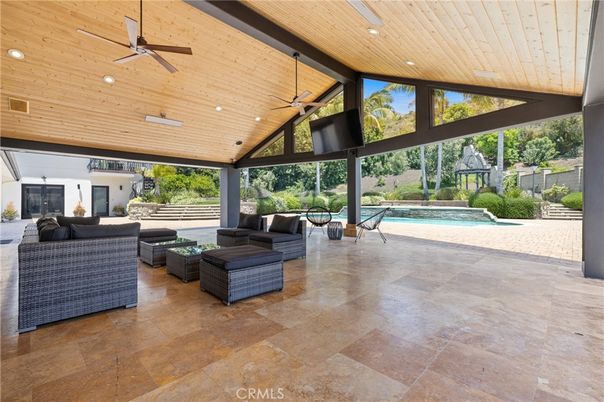 Exterior, Pool, Recessed Lighting, Wooden Ceilings