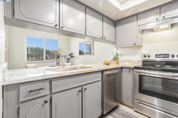 Interior, Kitchen, Stainless Steel Appliances, Wood Texture Flooring