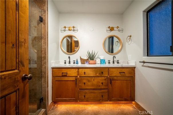 Bathroom, Dual Sink Vanities, Glass Shower, Interior
