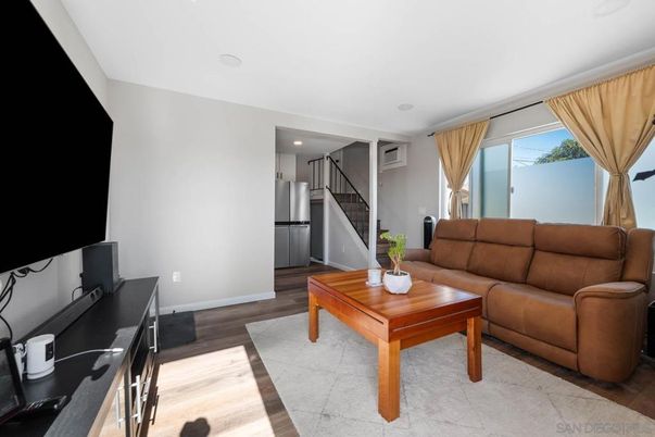 Interior, Kitchen, Living room, Recessed Lighting, Stainless Steel Appliances, Wood Texture Flooring