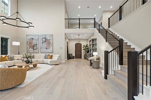 Chandelier, Interior, Living room, Pendant Lights, Recessed Lighting, Wood Texture Flooring