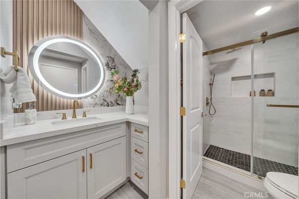 Bathroom, Glass Shower, Interior, Recessed Lighting