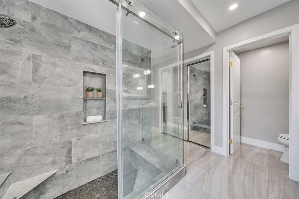 Bathroom, Glass Shower, Interior, Recessed Lighting