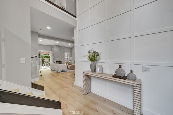 Fireplace, Interior, Recessed Lighting, Wood Texture Flooring