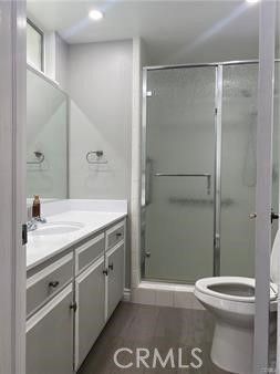 Bathroom, Glass Shower, Interior, Recessed Lighting, Wood Texture Flooring