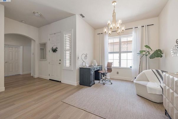 Chandelier, Home Office, Interior, Pendant Lights, Wood Texture Flooring