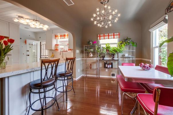 Chandelier, Dining room, Interior, Wood Texture Flooring