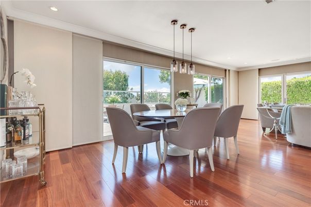 Dining room, Interior, Pendant Lights, Recessed Lighting, Wood Texture Flooring