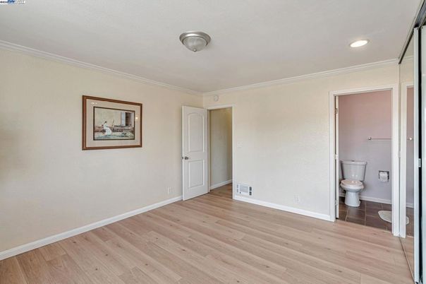 Bathroom, Empty room, Interior, Recessed Lighting, Wood Texture Flooring