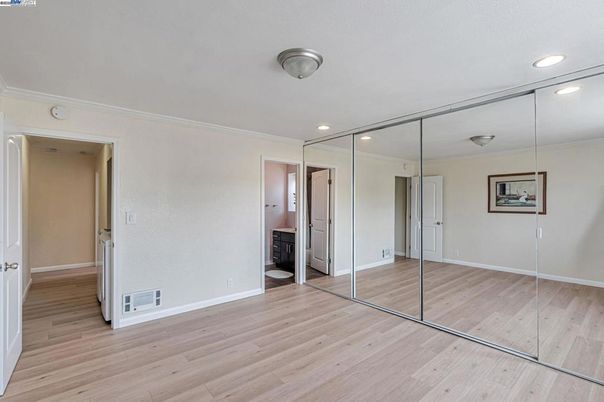 Bathroom, Empty room, Interior, Recessed Lighting, Wood Texture Flooring
