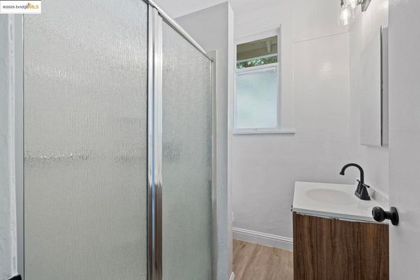 Bathroom, Glass Shower, Interior, Wood Texture Flooring