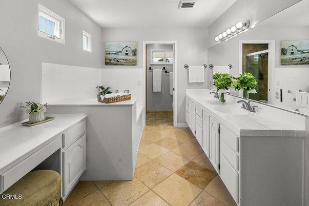 Bathroom, Dual Sink Vanities, Interior, Tile Countertops