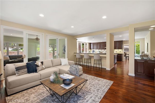 Interior, Kitchen, Living room, Recessed Lighting, Wood Texture Flooring
