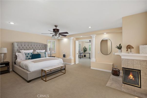 Bedroom, Fireplace, Interior, Recessed Lighting