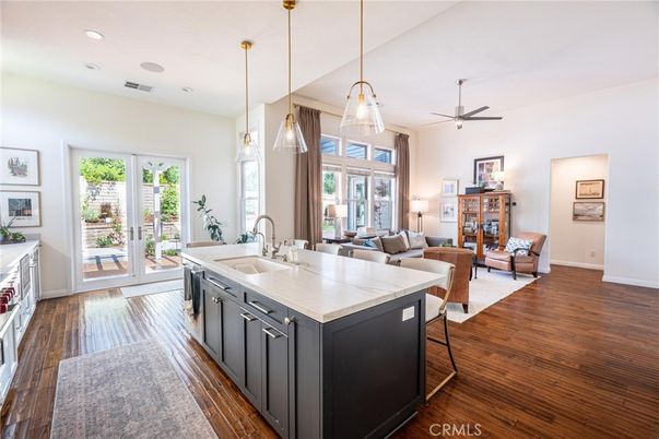 Interior, Kitchen, Living room, Pendant Lights, Recessed Lighting, Wood Texture Flooring