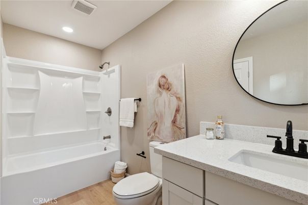 Bathroom, Interior, Recessed Lighting, Wood Texture Flooring
