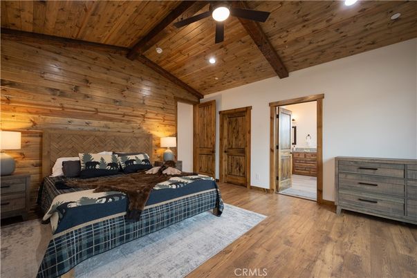 Bedroom, Interior, Recessed Lighting, Wooden Beams, Wooden Ceilings, Wood Texture Flooring, Wooden Walls