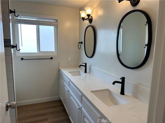 Bathroom, Dual Sink Vanities, Interior, Wood Texture Flooring