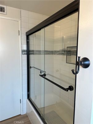 Bathroom, Glass Shower, Interior, Wood Texture Flooring
