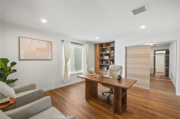 Home Office, Interior, Recessed Lighting, Wood Texture Flooring