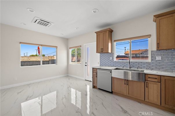 Interior, Kitchen, Marble, Recessed Lighting, Stainless Steel Appliances