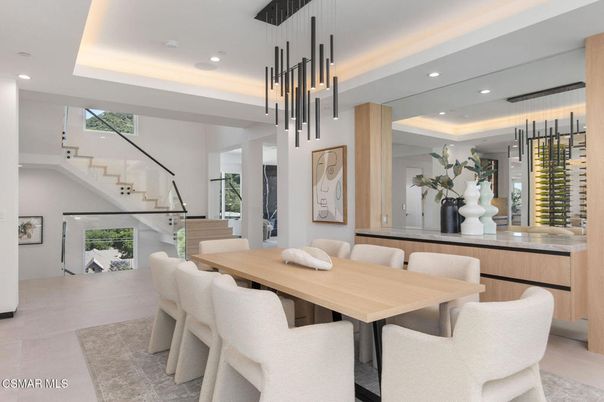 Dining room, Interior, Pendant Lights, Recessed Lighting, Wine Storage