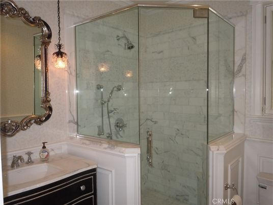 Bathroom, Glass Shower, Interior, Marble Walls