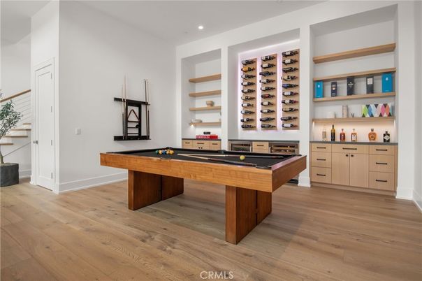 Billiard Table, Game Room, Interior, Recessed Lighting, Wood Texture Flooring