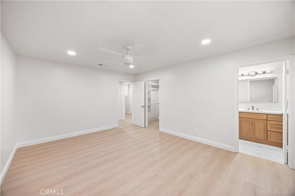 Bathroom, Empty room, Interior, Recessed Lighting, Wood Texture Flooring
