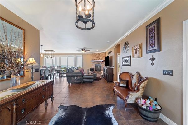 Dining room, Fireplace, Interior, Living room, Pendant Lights, Recessed Lighting