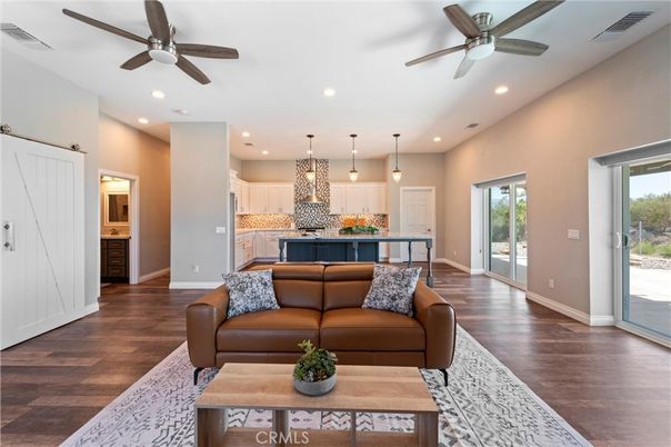 Interior, Kitchen, Living room, Pendant Lights, Recessed Lighting, Wood Texture Flooring