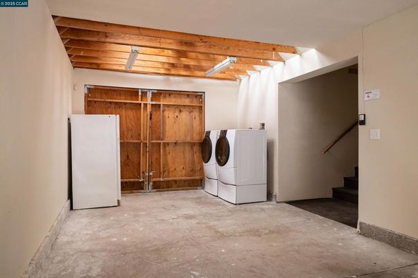 Interior, Utility Closets, Washer, Wooden Beams, Wooden Ceilings, Wooden Walls