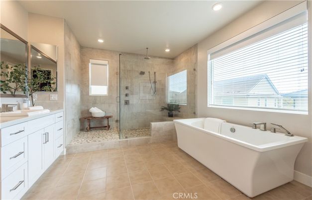 Bathroom, Dual Sink Vanities, Free Standing Baths, Glass Shower, Interior, Recessed Lighting