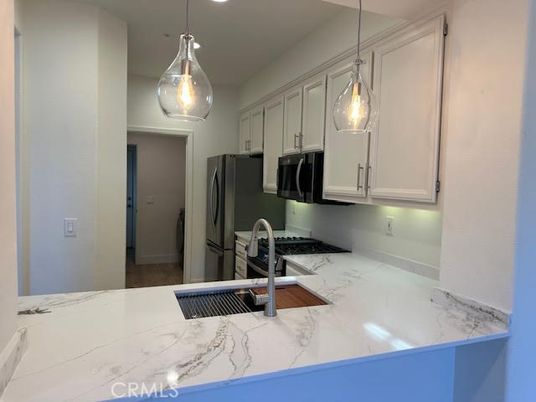 Interior, Kitchen, Marble, Pendant Lights, Recessed Lighting