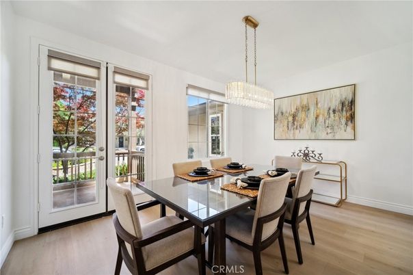Chandelier, Dining room, Interior, Wood Texture Flooring