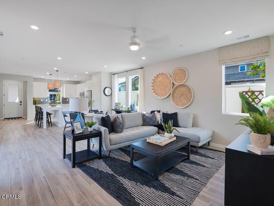 Dining room, Interior, Kitchen, Living room, Pendant Lights, Recessed Lighting, Stainless Steel Appliances, Wood Texture Flooring