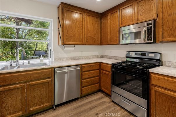 Interior, Kitchen, Stainless Steel Appliances, Wood Texture Flooring