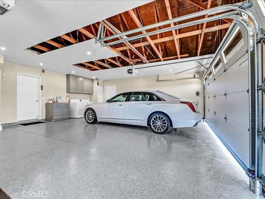 Garage, Interior, Recessed Lighting, Wooden Beams