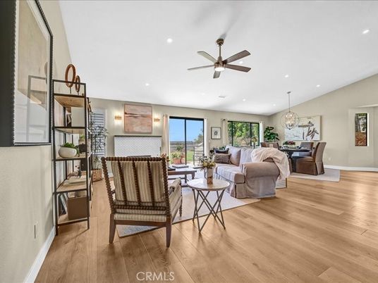 Dining room, Interior, Living room, Pendant Lights, Recessed Lighting, Wood Texture Flooring